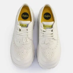 Sale BUFFALO Aspha Brogue Chaussures Basses Veganes Blanc