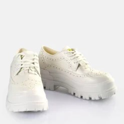 Sale BUFFALO Aspha Brogue Chaussures Basses Veganes Blanc