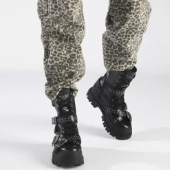 Store BUFFALO Aspha Buckle Mid Ankle Bottines Vegan Noir