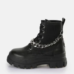 Hot BUFFALO Aspha Chain Bottines Vegan/Argent Noir