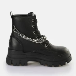 Hot BUFFALO Aspha Chain Bottines Vegan/Argent Noir