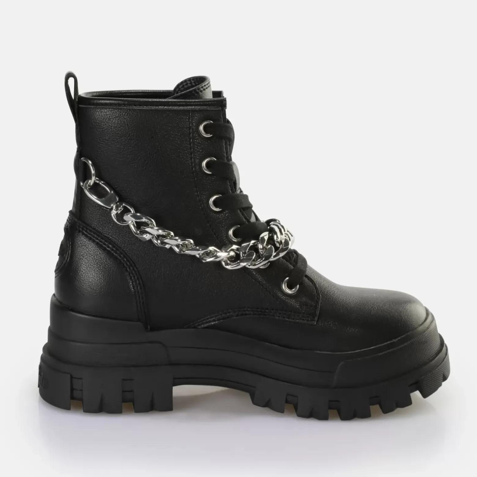 Hot BUFFALO Aspha Chain Bottines Vegan/Argent Noir
