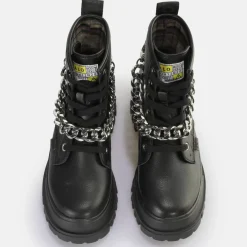 Hot BUFFALO Aspha Chain Bottines Vegan/Argent Noir