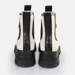 Cheap BUFFALO Aspha Chelsea Mid Bottines Vegan Coquille D'Oeuf/Noir Weis/Schwarz