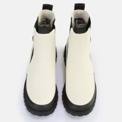 Cheap BUFFALO Aspha Chelsea Mid Bottines Vegan Coquille D'Oeuf/Noir Weis/Schwarz