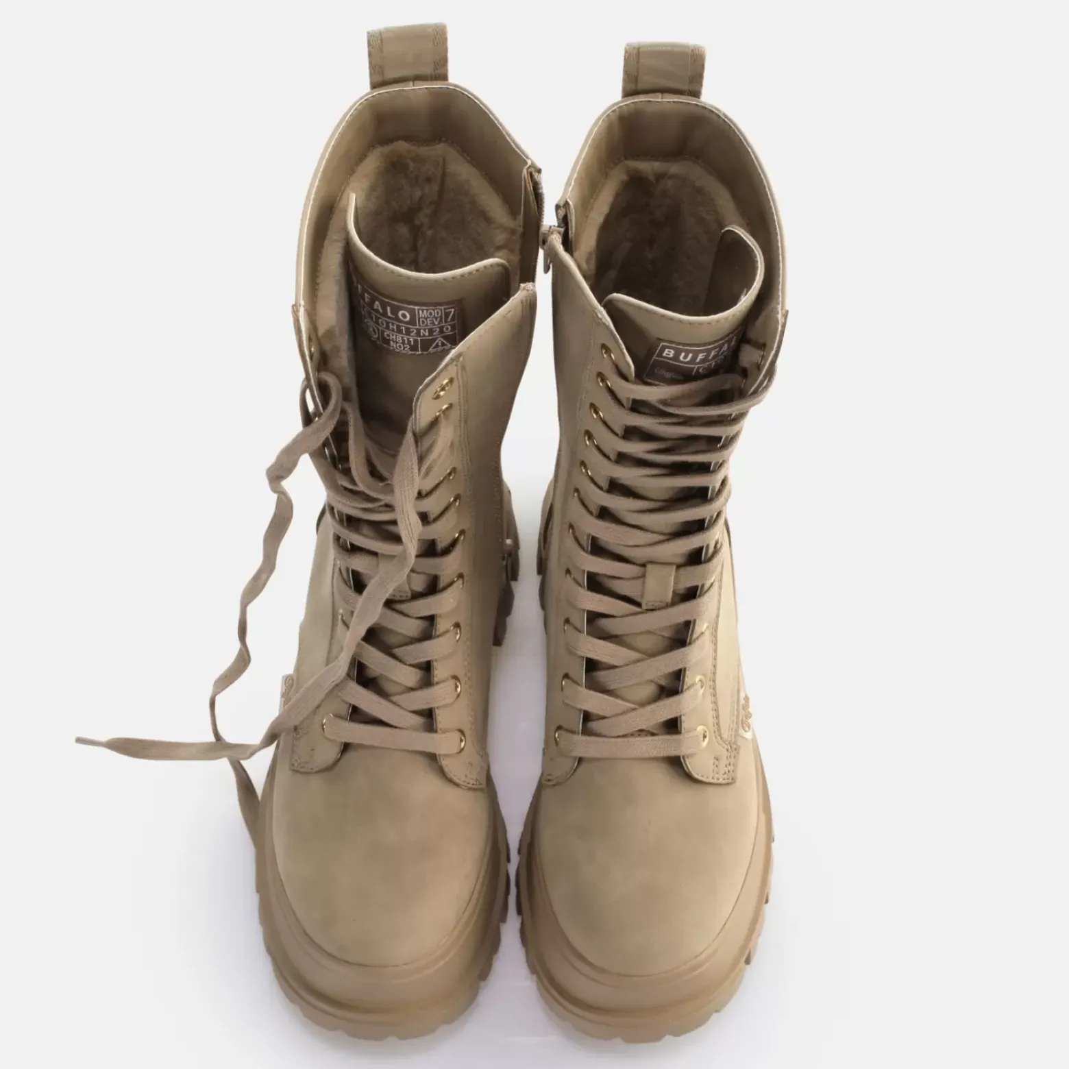 Best Sale BUFFALO Aspha Clf Lace Up Warm Boot Vegan Beige