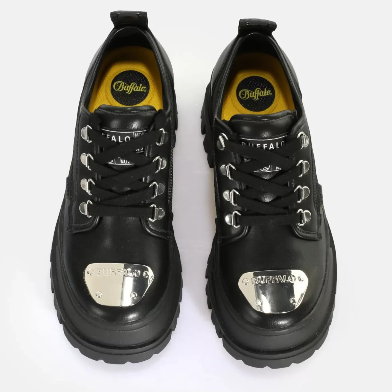 Clearance BUFFALO Aspha Cls Steel Laceup Lo Baskets Basses Vegan Noir