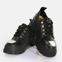 Clearance BUFFALO Aspha Cls Steel Laceup Lo Baskets Basses Vegan Noir