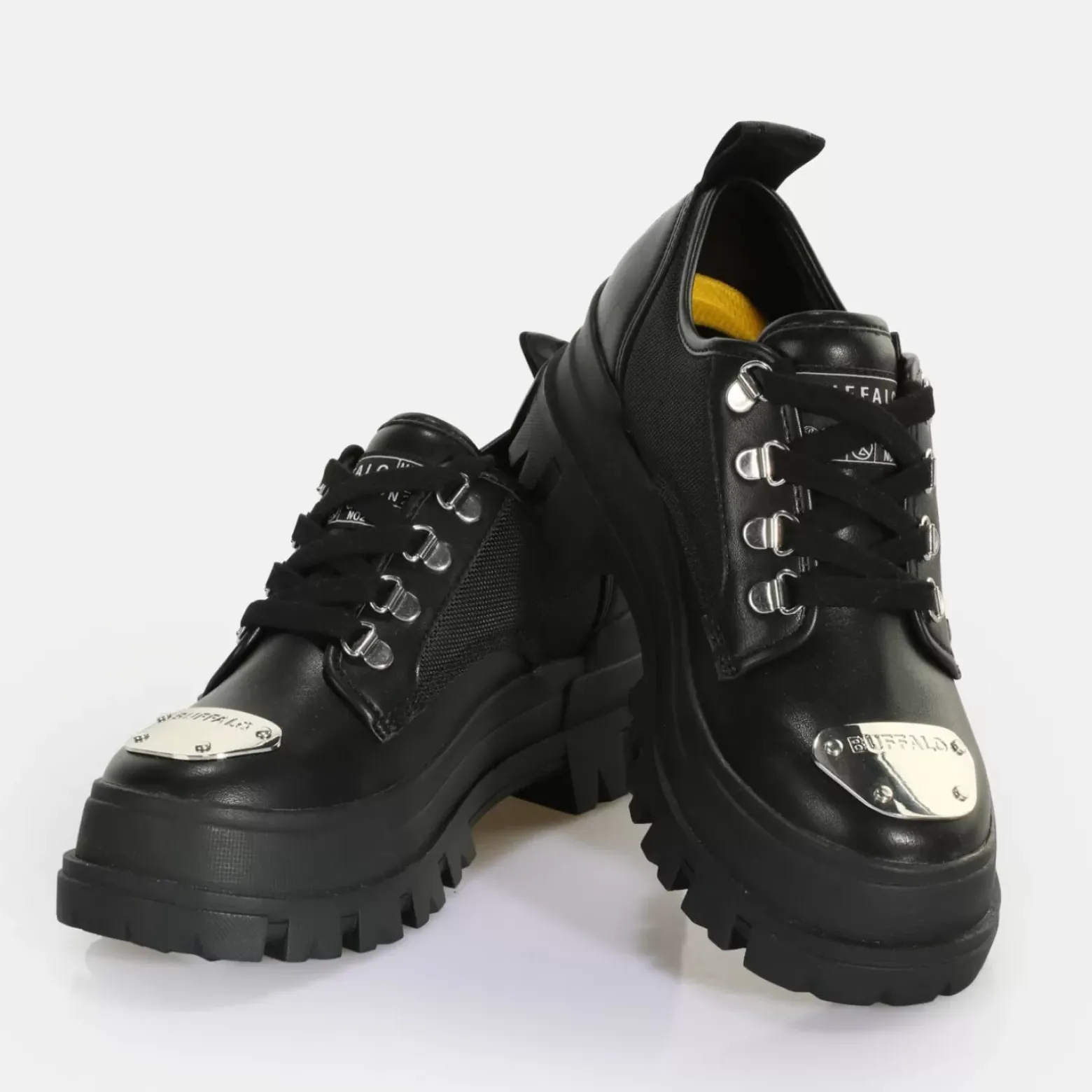 Clearance BUFFALO Aspha Cls Steel Laceup Lo Baskets Basses Vegan Noir