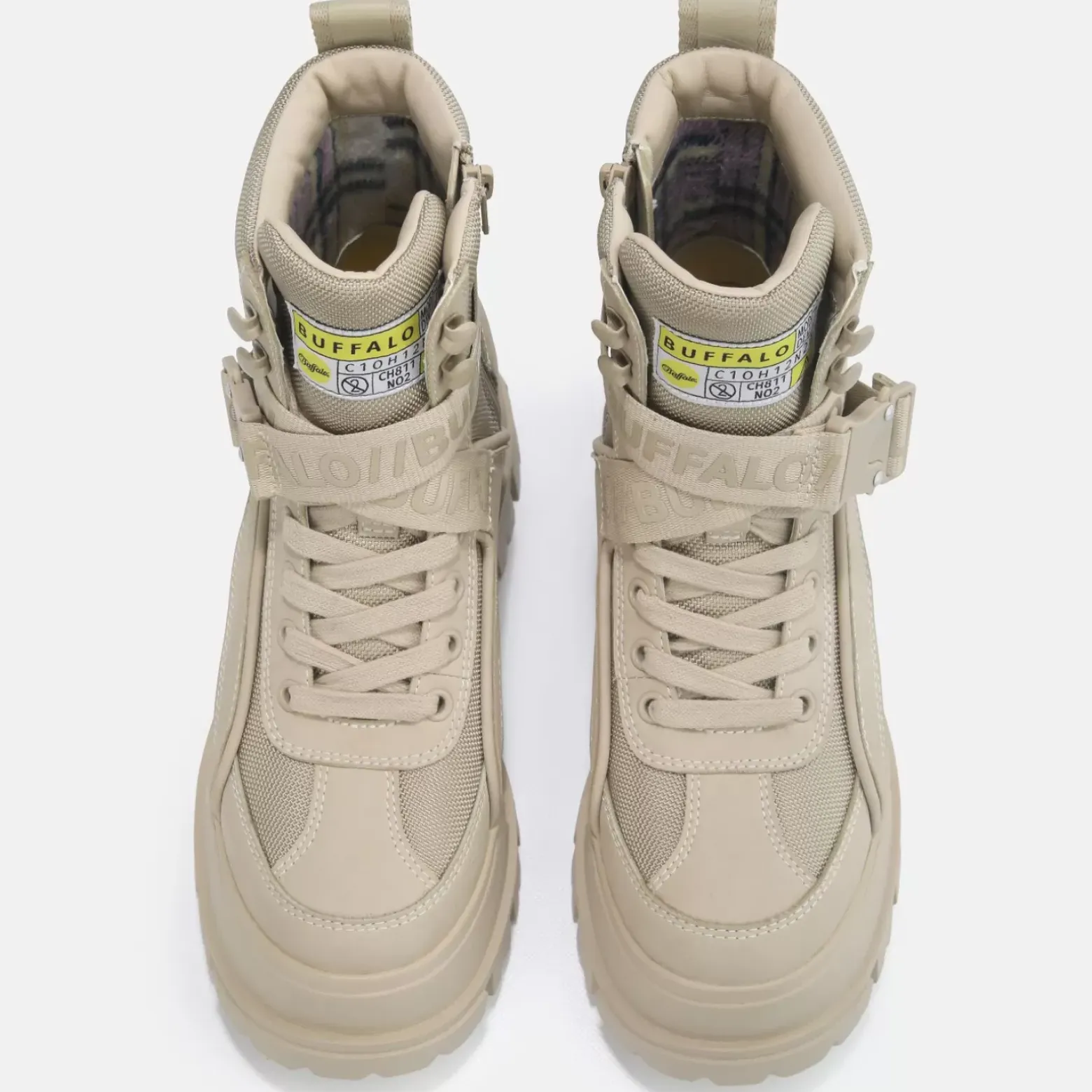 New BUFFALO Aspha Com1 Bottines Hautes Veganes Beige