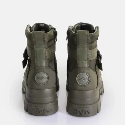 Hot BUFFALO Aspha Com1 Laceup Mid Bottines Vegan Pour Homme Kaki