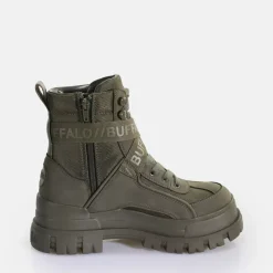 Hot BUFFALO Aspha Com1 Laceup Mid Bottines Vegan Pour Homme Kaki