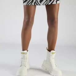 Clearance BUFFALO Aspha Com2 Laceup Mid Bottines Vegan Blanc