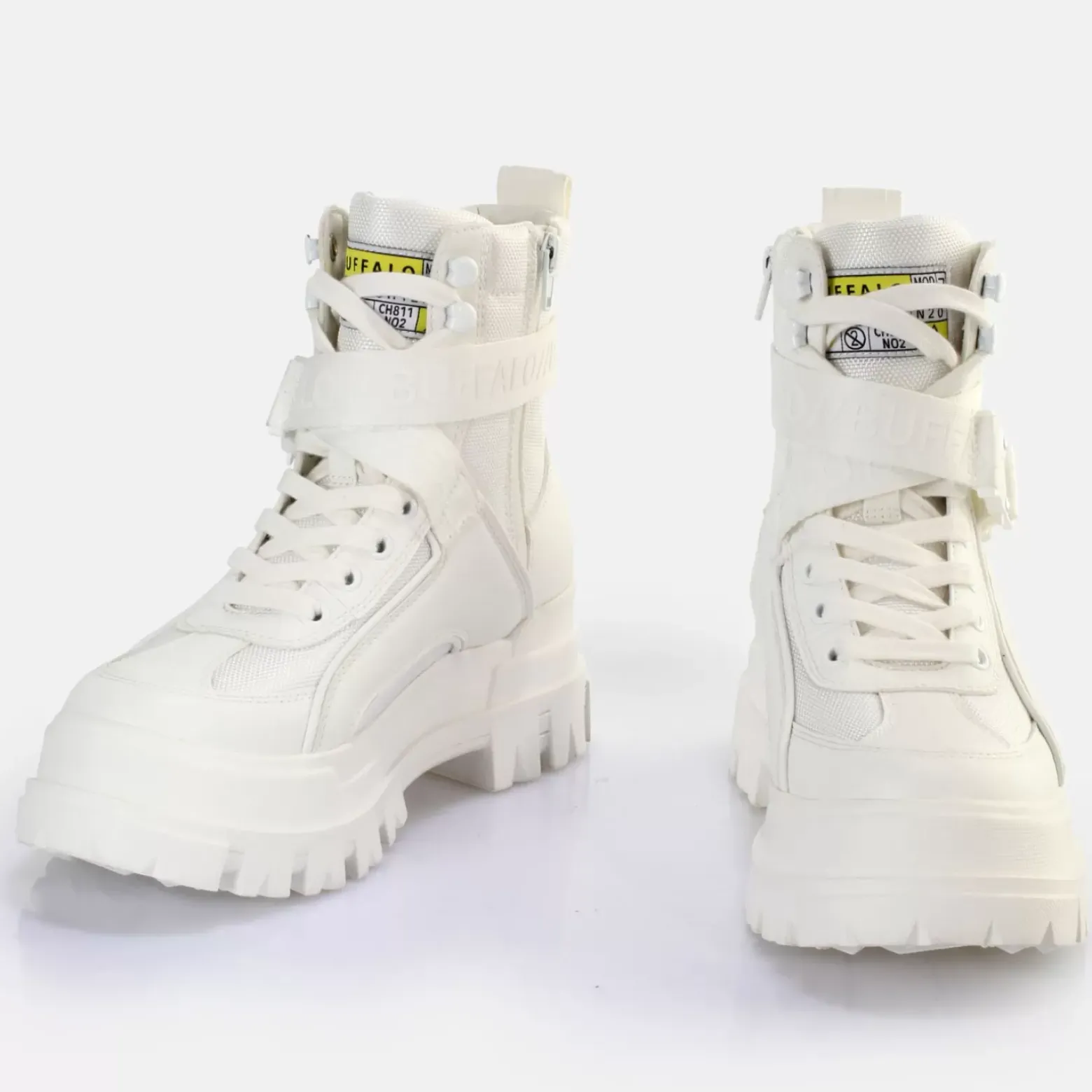 Store BUFFALO Aspha Com1 Laceup Mid Bottines Vegan Blanc