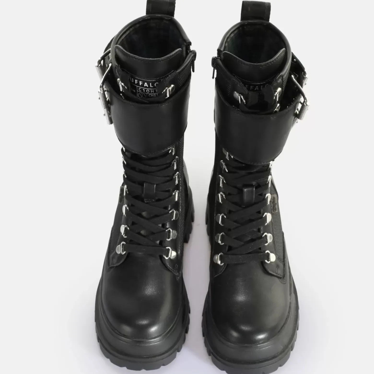 Hot BUFFALO Aspha Com Steel Laceup Hi-Vegan Nappa/Nylon- Noir