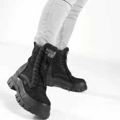 Clearance BUFFALO Aspha Lace Up Hi Noir