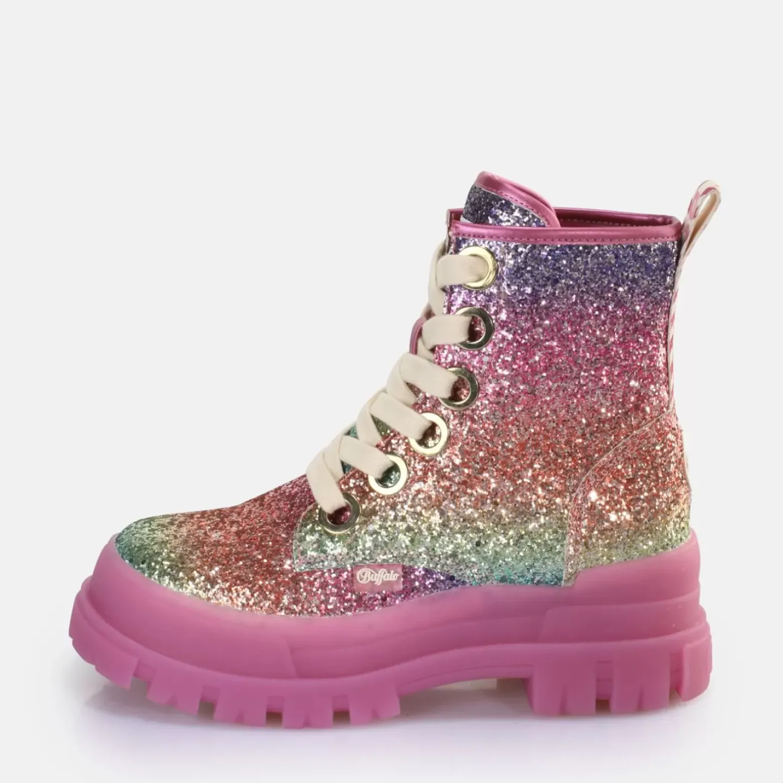 Outlet BUFFALO Aspha Lace Up Hi Bottines Vegan Fuchsia