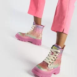 Outlet BUFFALO Aspha Lace Up Hi Bottines Vegan Fuchsia