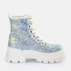 Online BUFFALO Aspha Lace Up Hi Bottines Vegan Argent/Creme Violet