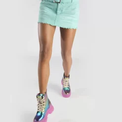 New BUFFALO Aspha Lace Up Hi Bottines Veganes Mermaid Purple Violet