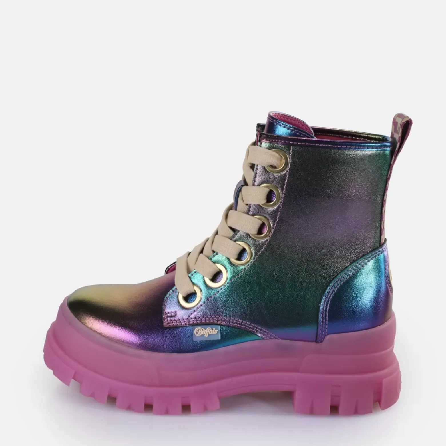 New BUFFALO Aspha Lace Up Hi Bottines Veganes Mermaid Purple Violet