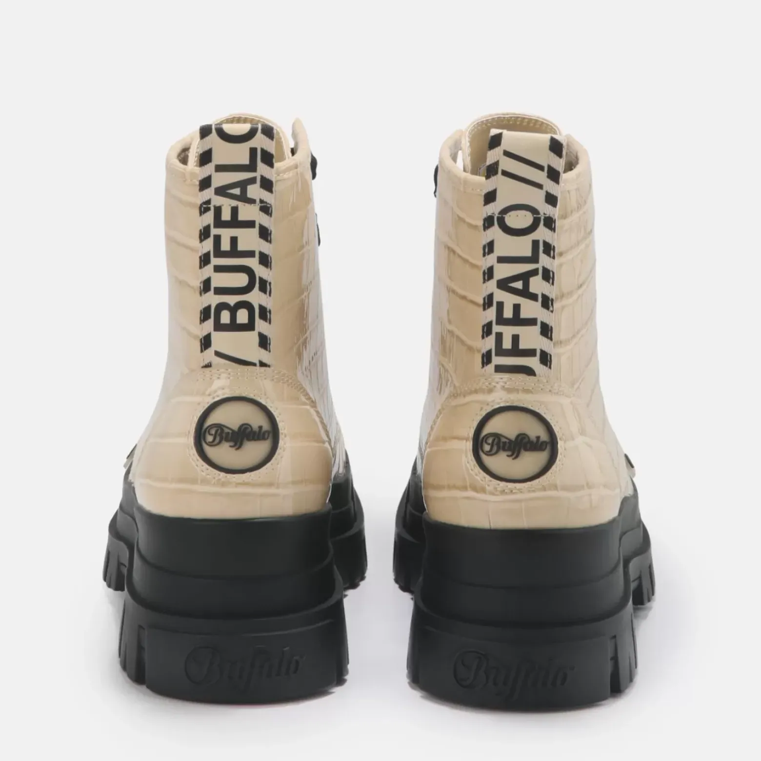 Flash Sale BUFFALO Aspha Lace Up Hi Bottines Plates Veganes Creme Beige