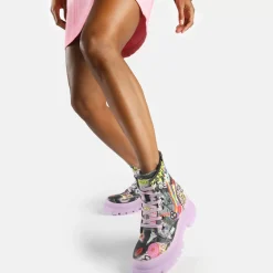 Store BUFFALO Aspha Lace Up Hi Bottines Veganes Violet/Noir Graphite Noir/Violet