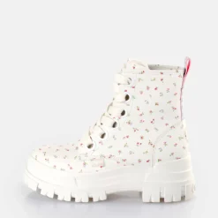 Best BUFFALO Aspha Lace Up Hi Bottines Veganes/Fleurs Blanc