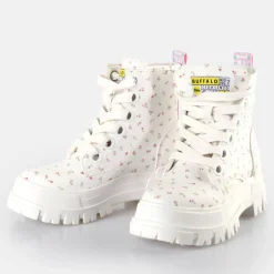Best BUFFALO Aspha Lace Up Hi Bottines Veganes/Fleurs Blanc