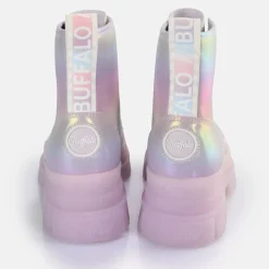 Clearance BUFFALO Aspha Lace Up Hi Bottines Vegan Mermaid Blanc/Mermaid