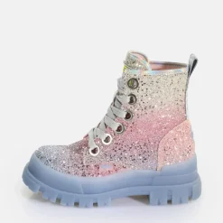 Outlet BUFFALO Aspha Laceup Hi Bottines Vegan Mermaid Purple Glitter Lilas