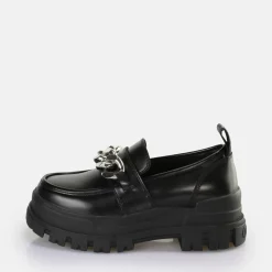 Flash Sale BUFFALO Aspha Loafer Chain Chaussures Basses Vegan/Argent Noir