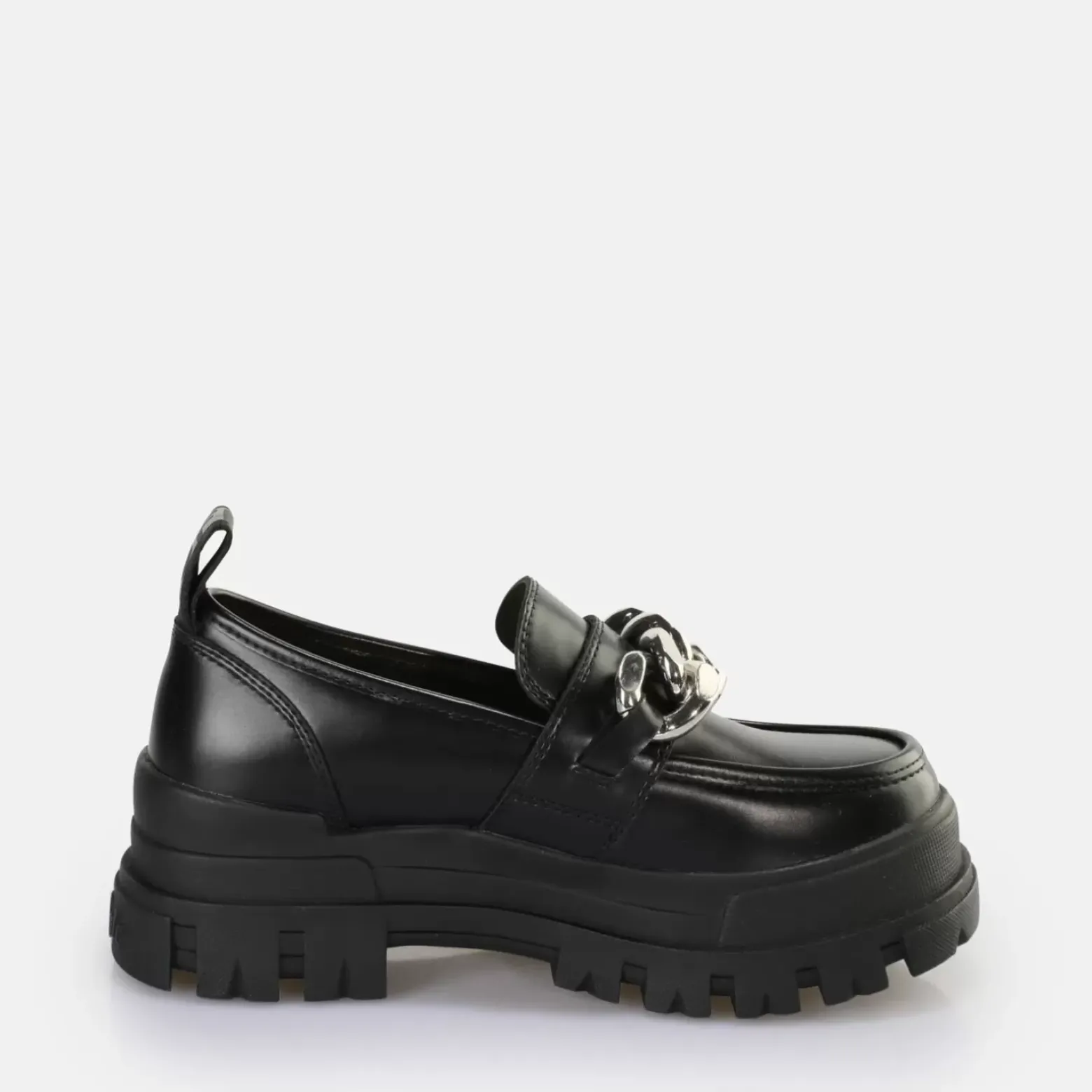 Flash Sale BUFFALO Aspha Loafer Chain Chaussures Basses Vegan/Argent Noir