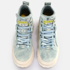 Clearance BUFFALO Aspha Nc Mid Bottines Veganes Bleu Clair Jean Blue Denim