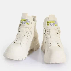 Shop BUFFALO Aspha Nc Mid Laceup Bottines Vegan Offwhite Blanc Casse