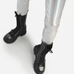 Outlet BUFFALO Aspha Steel Laceup Hi Bottes Vegan Noir