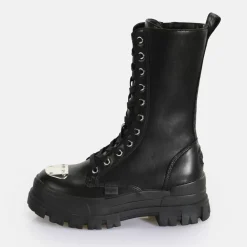 Outlet BUFFALO Aspha Steel Laceup Hi Bottes Vegan Noir