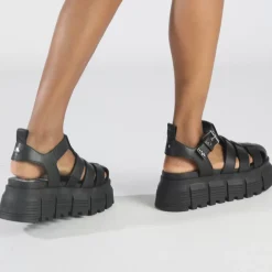 Best BUFFALO Ava Fisher Sandales A Plateforme Veganes Noir