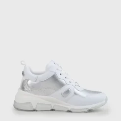 Sale BUFFALO Batter Soft Baskets Veganes Blanc/ Argent