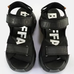 Cheap BUFFALO Binary 0 Sandales A Plateforme Veganes Noir