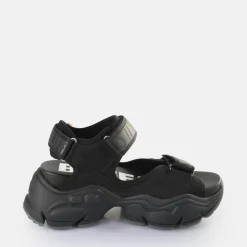 Cheap BUFFALO Binary 0 Sandales A Plateforme Veganes Noir