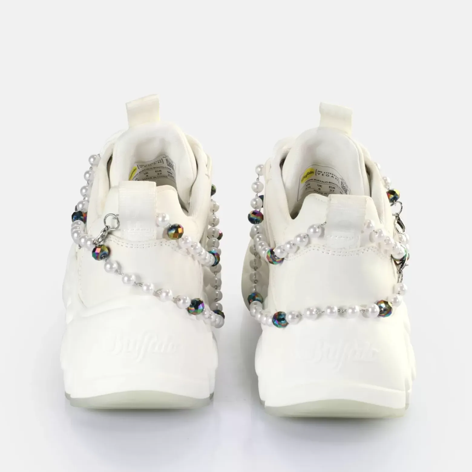 Sale BUFFALO Binary Charm Baskets Basses Veganes Perle Blanc