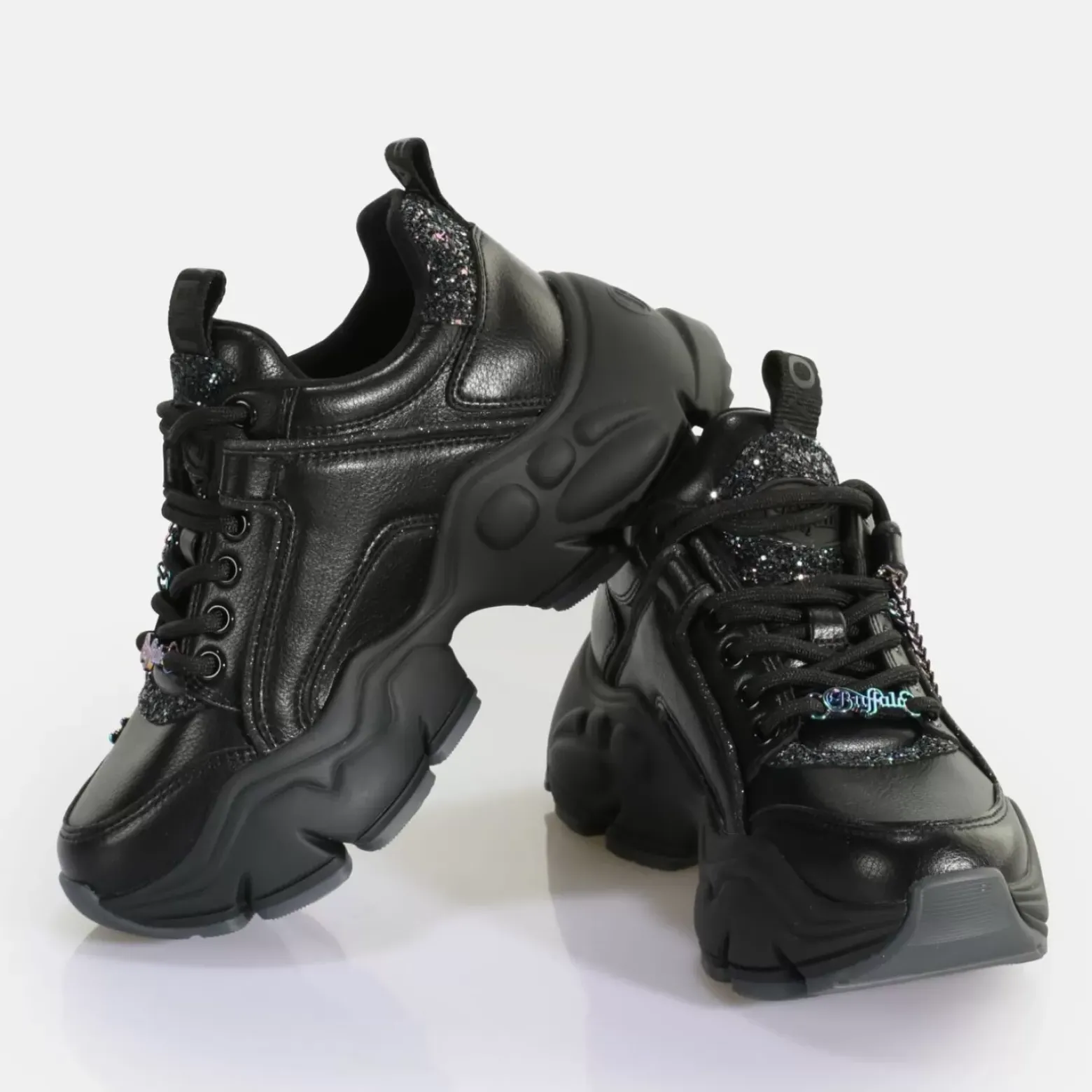 Cheap BUFFALO Binary Glam Sneaker Baskets Basses Vegan Noir