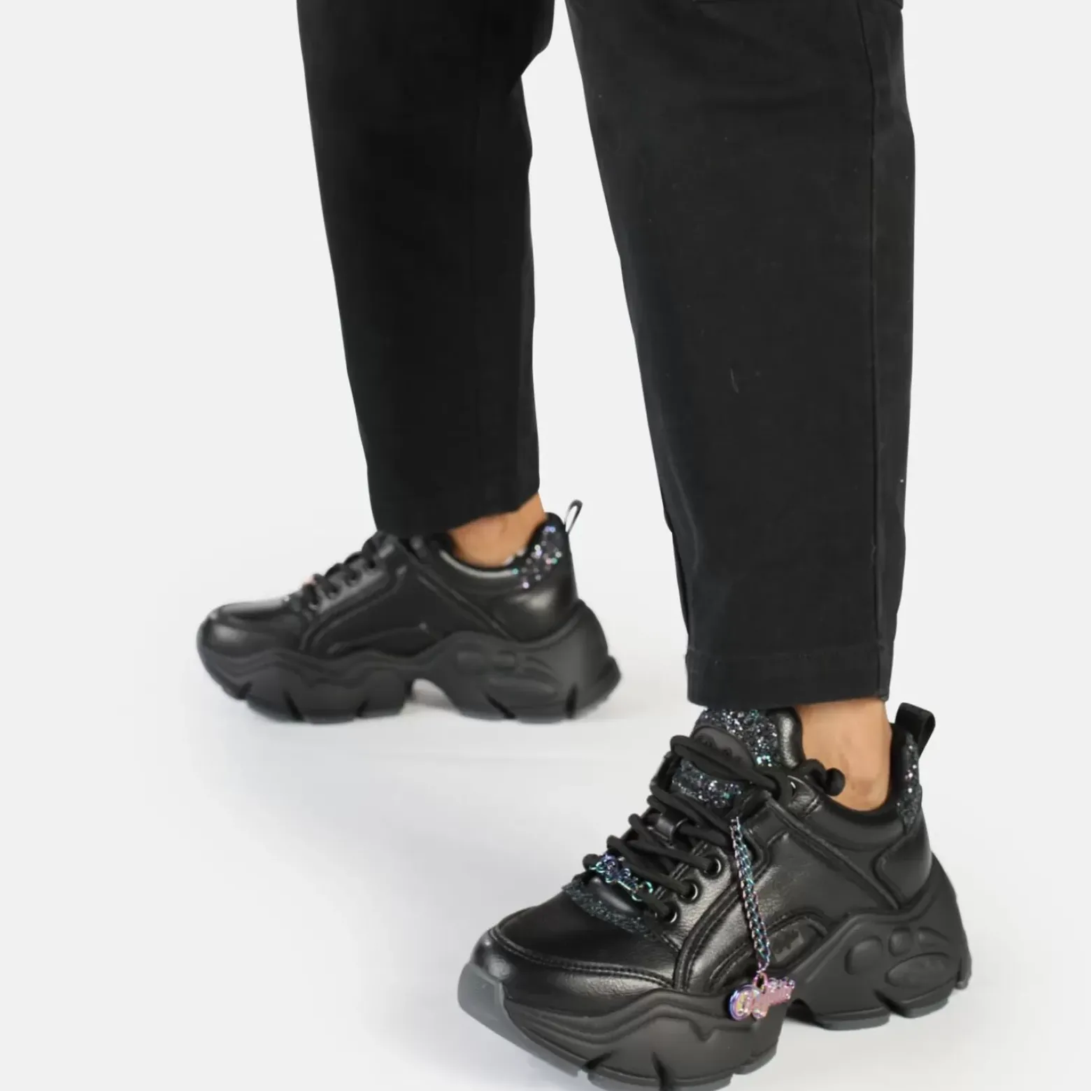 Cheap BUFFALO Binary Glam Sneaker Baskets Basses Vegan Noir