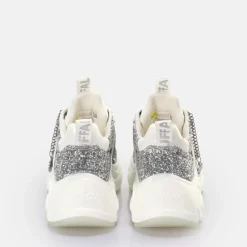 Cheap BUFFALO Binary Glam Sneaker Baskets Basses Vegan Blanc/ Argent