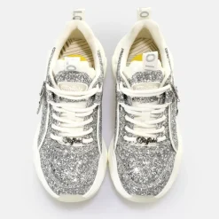 Cheap BUFFALO Binary Glam Sneaker Baskets Basses Vegan Blanc/ Argent