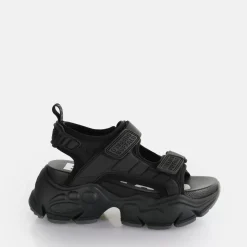 Hot BUFFALO Binary Track Sandales A Plateforme Veganes Noir