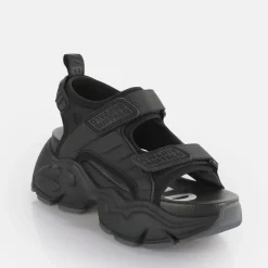 Hot BUFFALO Binary Track Sandales A Plateforme Veganes Noir