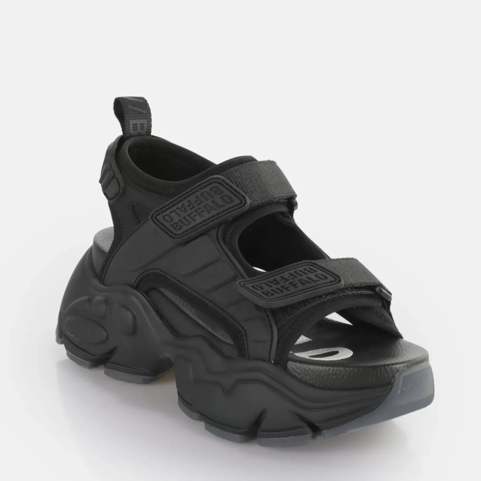 Hot BUFFALO Binary Track Sandales A Plateforme Veganes Noir