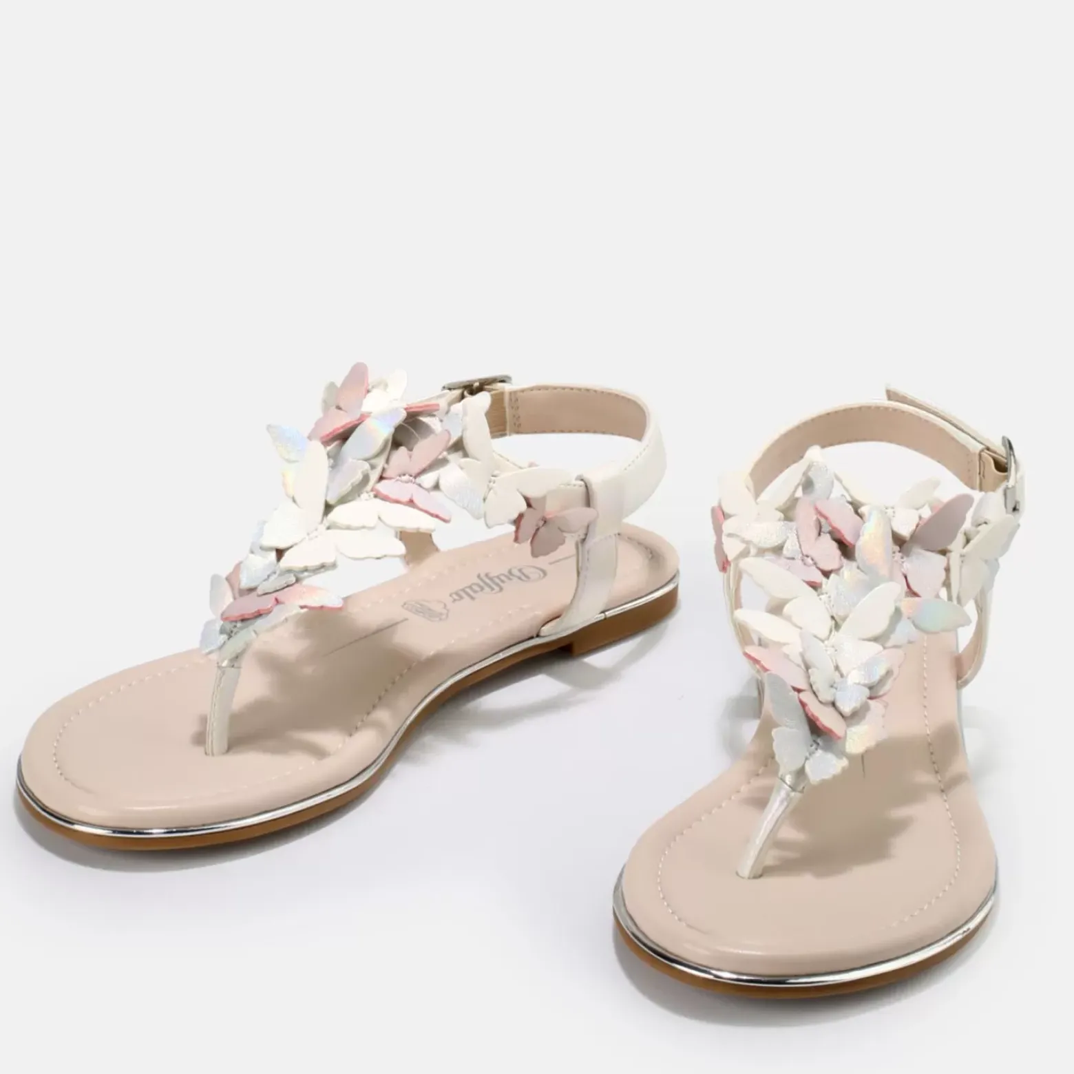 Cheap BUFFALO Capri Butterfly Sandales Veganes Perle Blanc